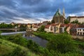 View over the river NeiÃÅ¸e to the church Peterskirche in Goerlitz, Germany Royalty Free Stock Photo